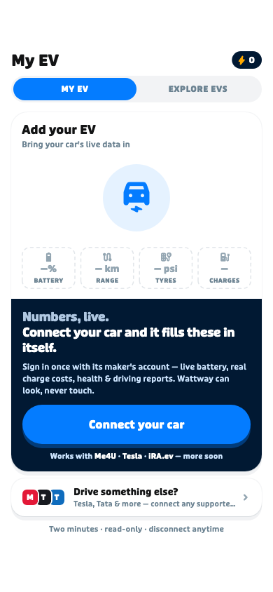 The Garage — Wattway app screen